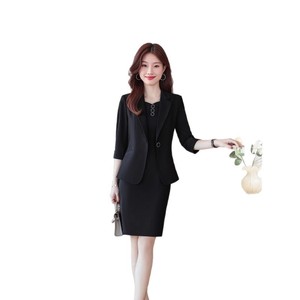 Women's Apricot <b>Blazer</b> Suit <b>Set</b> Three Quarter Sleeve Formal Wear Commute Anti-Wrinkle Worsted Fabric HTN805 - Product Image 5