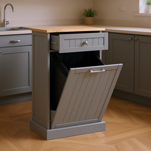 Gabinete de Basura Abatible Gris, Mueble de Cocina Independiente con Cajón, Modelo D0100XF3XC8 - Product Image 2