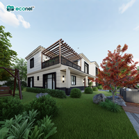Maison en béton préfabriqué Econel sur mesure de 250 m², deux étages, 5 chambres, résistante au vent et aux tremblements de terre, directement de l'usine
