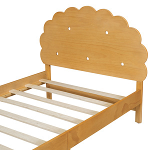 Cadre de lit en bois massif en forme de biscuit pour enfants, lit plateforme durable de couleur blé pour chambre d'enfant - Product Image 5