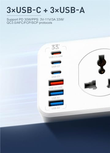 Enchufe de Pared Universal, Nuevo Enchufe Múltiple con Puertos de Carga USB PD, Extensión de 10 Tomas - Product Image 5