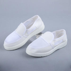 Chaussures <span class=keywords><strong>de</strong></span> travail anti-poussière, fournies par l'usine, tige en cuir, semelle épaisse en PU, respirantes, blanches, en maille respirante, antistatiques - Product Image 2