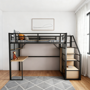 Ensembles de chambre à coucher Derniers modèles de <span class=keywords><strong>lit</strong></span> en métal <span class=keywords><strong>Lit</strong></span> <span class=keywords><strong>mezzanine</strong></span> de bureau portable Cadre de <span class=keywords><strong>lit</strong></span> <span class=keywords><strong>mezzanine</strong></span> en acier avec <span class=keywords><strong>armoire</strong></span> de rangement - Product Image 2