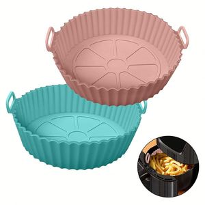 Doublure de panier réutilisable ronde de 8 pouces avec logo personnalisé, plateau de cuisson pour friteuse à air, doublures en silicone personnalisées pour friteuse à air - Product Image 1
