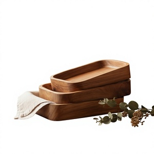 Assiette de service en bois artisanale de qualité supérieure, design classique naturel, compatible lave-vaisselle, écologique, accessoire de toilettage pour animaux, idéal pour les cadeaux - Product Image 3