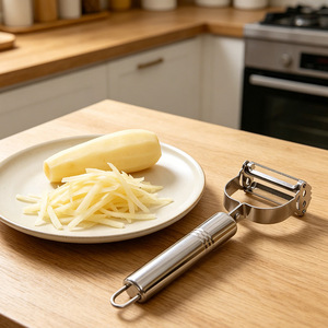 Pelador de frutas y verduras de acero inoxidable con diseño de cara sonriente, multifuncional, de doble cabezal, utensilio de cocina - Product Image 3