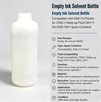 Bouteille vide pour solvant d'encre compatible avec l'imprimante CIJ KGK pour liquide de maquillage CN55-Y, encre CN11-Y, conteneur de rechange CN55 CN11