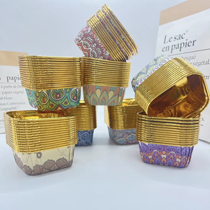 Moldes para Cupcakes con Diseño Cuadrado en Papel Dorado para el Ramadán y el Eid Mubarak, Decoración para Fiestas Musulmanas - Product Image 1