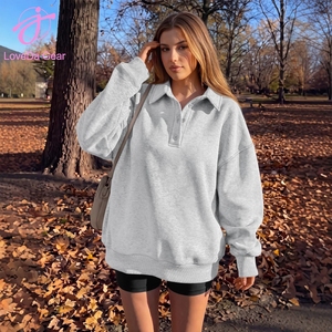 Felpa Loveda con Logo Personalizzato, Nuova Collezione, Manica Lunga, Casual, Sportiva, Scollo a V, Spessa, per Donna - Product Image 3
