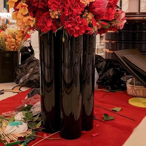 Vases à fleurs en plastique acrylique noir de luxe, <span class=keywords><strong>grand</strong></span> <span class=keywords><strong>vase</strong></span> de sol, nouveau design, vente en gros, style tendance, incassable, décoration intérieure, hôtel - Product Image 2
