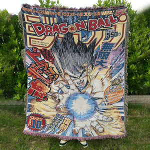 Manta de Jacquard Personalizada con Diseño de Anime, Manta de Tapicería Tejida en Pequeños Lotes con Flecos de Borlas, Venta al por Mayor - Product Image 3