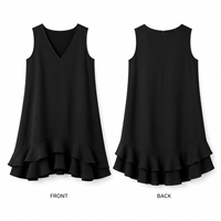 Robe d'été décontractée sans manches à col en V et volants superposés pour femme, mini-robe ample de couleur unie pour soirée, fête ou plage