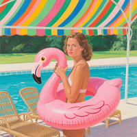 Rosa Flamingo PVC Faltbarer Aufblasbarer Schwimmreifen für Strand und Pool, Schwimmspielzeug für Kinder