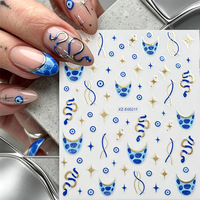 Autocollants 3D bronzants pour ongles, motif œil bleu et serpent, lignes abstraites françaises, étoiles, décorations auto-adhésives pour manucure