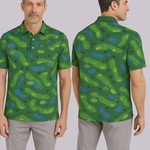 Golf pour homme 2025, personnalisé, luxe, avec logo brodé, en maille extensible dans les 4 sens, respirant, décontracté, 100 % polyester, impression numérique par sublimation - Product Image 2