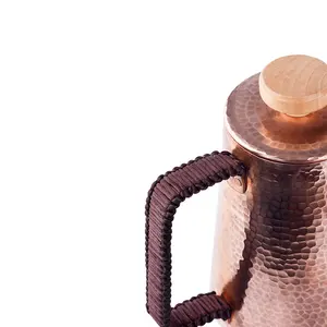 Bollitore per Caffè e Tè in Rame Puro al 100% con Manico e Pomello in Legno di Rosa, Fatto a Mano con Coperchio - Product Image 6