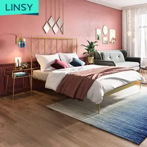 Linsy Metall Bett rahmen Stahl latten mit Kopfteil Neueste Moderne Schmiedeeisen Bett Design Queen-Size-Metall betten Designs EO1A-A