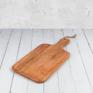 Tagliere in Legno di Acacia con Manico, Blocco da Taglio Rotondo per Piano di Lavoro, Vassoio per Formaggi, Carne e Pane - Product Image 6