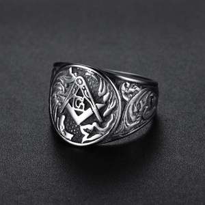 Nouvelle bague pour homme en acier inoxydable/acier inoxydable gravé AG, style hip-hop, bijoux tendance, décoration classique pour la main, rétro - Product Image 6