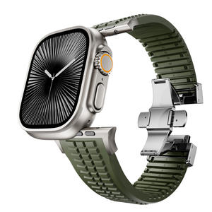 Bracelet en silicone de style grenade pour <span class=keywords><strong>Apple</strong></span> <span class=keywords><strong>Watch</strong></span> 42/44/45/49 mm, avec boucle argentée ou noire, taux de rachat élevé de 55,17 %, plus de 11 000 vendus - Product Image 1