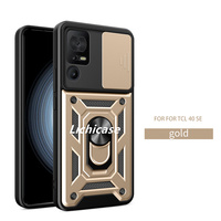 Funda Protectora Multifuncional de Lujo Lichicase, TPU y PC 2 en 1, con Soporte para TCL 40 XE 5G, Ventana Deslizante, Anti-Caídas