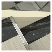 Profilés d'escalier antidérapants en acier inoxydable C123 JYFMETAL avec revêtement PVD noir brossé, installation facile, pour carrelage