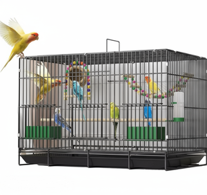 Büyük lüks katlanabilir demir kuş üreme kafesi katı desen düğme açık papağan evcil Metal için uygun kuş evi - Product Image 6