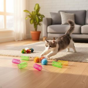 ของเล่นแมว LASOCUHOO ชุด 30 ชิ้น ลูกบอลเสียงกรอบแกรบแบบมีประกาย ลูกบอลสปริงเกลียว แก้เบื่อสำหรับลูกแมว - Product Image 6