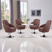 Ensemble de mobilier commercial d'intérieur : Chaise en tissu doux, pieds en métal type traîneau, table d'appoint ronde en bois pour bureau, hôtel, salon, projet de rénovation