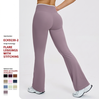 Set Olahraga Warna Solid Wanita, Baju Yoga Ketat Tanpa Punggung, Logo Depan, Bahan Stretch Empat Arah, Bernapas, Ramah Lingkungan, Cepat Kering