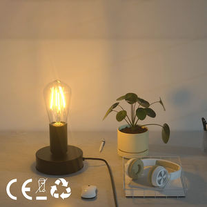 قاعدة مصباح معدنية مصقولة للمكتب من المصنع مباشرة، مع حامل لمبة E26/E27، سلك أسود، مفتاح وقابس مدمج من الفولاذ 304 - Product Image 3