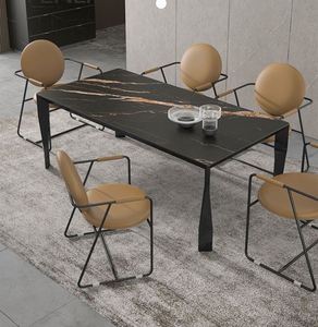 Arredamento Casa, Tavolo da Pranzo Italiano e Sedie, Set Tavolo da Pranzo Rettangolare per 6 Persone, Tavolo da Pranzo di Lusso in Marmo - Product Image 2