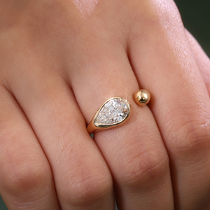 2026 Original designer's new 18k gold engagement <b>ring</b> Unisex 1carat Pear lab grown diamond <b>ring</b> <b>custom</b> Fine Jewelry Gold <b>Ring</b> - Product Image 3