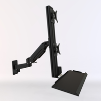 Meisonic T8-GA01KB-SPA Support mural pour deux moniteurs de 32 pouces avec construction en alliage d'aluminium