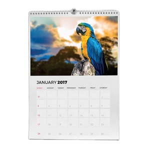 Chinese factory cheap laminated A3 size paper spiral binding yearly wall calendar print for 2024 2025