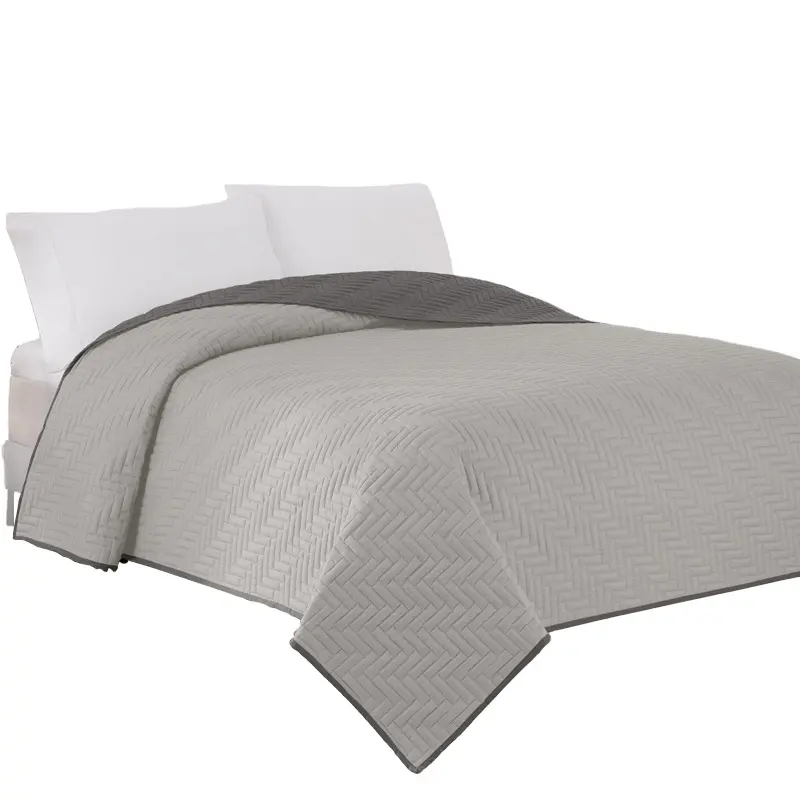 Ready To Ship wholesaler manufacturer microfiber Reversible Light Grey/Graphite Coverlet Bedspread for summer