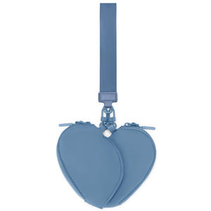 Sac de poignet pour femme tendance et personnalisable, accessoire de mode, pochette amovible pour monnaie et carte d'identité, fermeture éclair, style cœur en nylon - Product Image 3