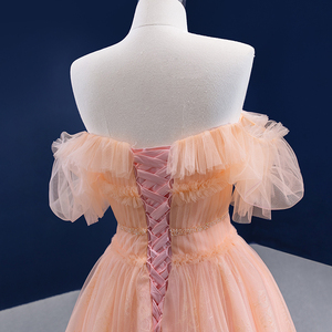 Robe de soirée élégante pour femme Rsm67450, en dentelle orange, bustier, coupe trapèze, transparente et brodée, pour soirée - Product Image 6