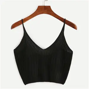 Fashion Women Tops Sexy Strappy Sleeveless Crop Top 2020 Female Casual Solid Color Ribbed Knit Short Vest L0094