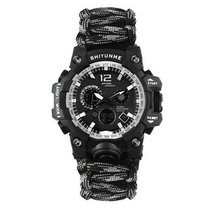 Bracelet de montre de survie en plein air Wilderness Survival avec boussole Flint Fire Starter Paracord - Product Image 2