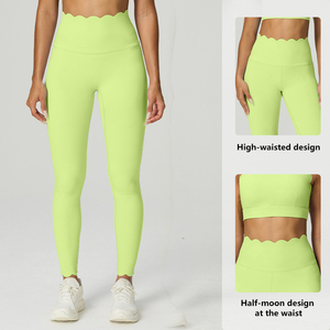 Ropa de gimnasia Ropa activa Levantamiento de glúteos Slim Fit Shell Edge Leggings Sin espalda Escote cruzado Sujetador deportivo Conjunto de gimnasio de dos piezas Mujeres - Product Image 3