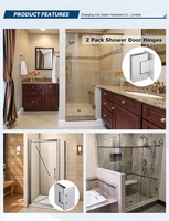 Vente directe usine Charnière de porte de douche en verre en acier inoxydable CE à 180 degrés, charnière à pince robuste personnalisée pour porte de salle de bain