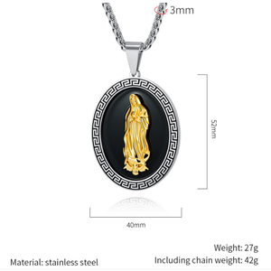 Pendentif en acier inoxydable tendance, portrait de la Vierge Marie, style rétro artistique européen et américain, ne se décolore pas - Product Image 2
