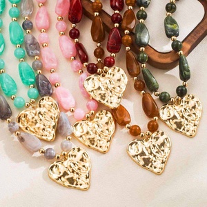 Collana con Ciondolo a <span class=keywords><strong>Cuore</strong></span> Irregolare Placcato Oro in Metallo, Stile Vintage, Nuova Collezione, per Donna, Ideale per il Commercio Transfrontaliero - Product Image 5