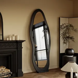 Cermin dekorasi dinding, Modern mewah gelombang hitam asimetris pasang dinding kamar mandi ruang tamu kamar tidur dekorasi rumah bingkai bentuk