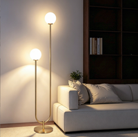 Lampe sur pied double globe lunaire minimaliste nordique, lumière d'ambiance de luxe pour chambre à coucher, salon et salle à manger