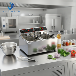 Friteuse Double Commerciale Ruihong 2025 Grande Capacité 22L/26L/32L pour Frites Belges et Pommes de Terre avec Minuteur Thermostat en Acier Inoxydable 3KW – Nouveauté et Meilleure Vente - Product Image 1