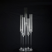 Candélabre en verre transparent Zhuoyun Crystal à 4, 5, 8 ou 9 bras pour bougies, idéal pour Noël, mariages, fêtes et décoration intérieure