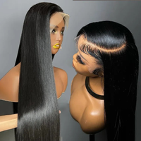 Perruque frontale 13x4 en cheveux humains avec dentelle suisse transparente, perruques frontales HD sans colle en cheveux humains vierges bruts vietnamiens en gros