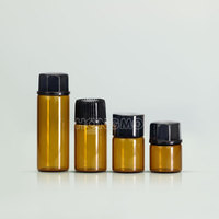Bouteilles à vis, mini flacons d'huile essentielle, ambrées, en verre, avec réducteur d'orifice, embouts noirs, 1ml 2ml 3ml 5ml, vente en gros, 1/4 pièces